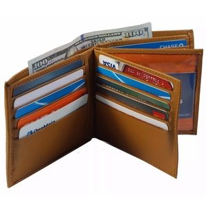 European hipster men’s wallet Tan 20 credit cards